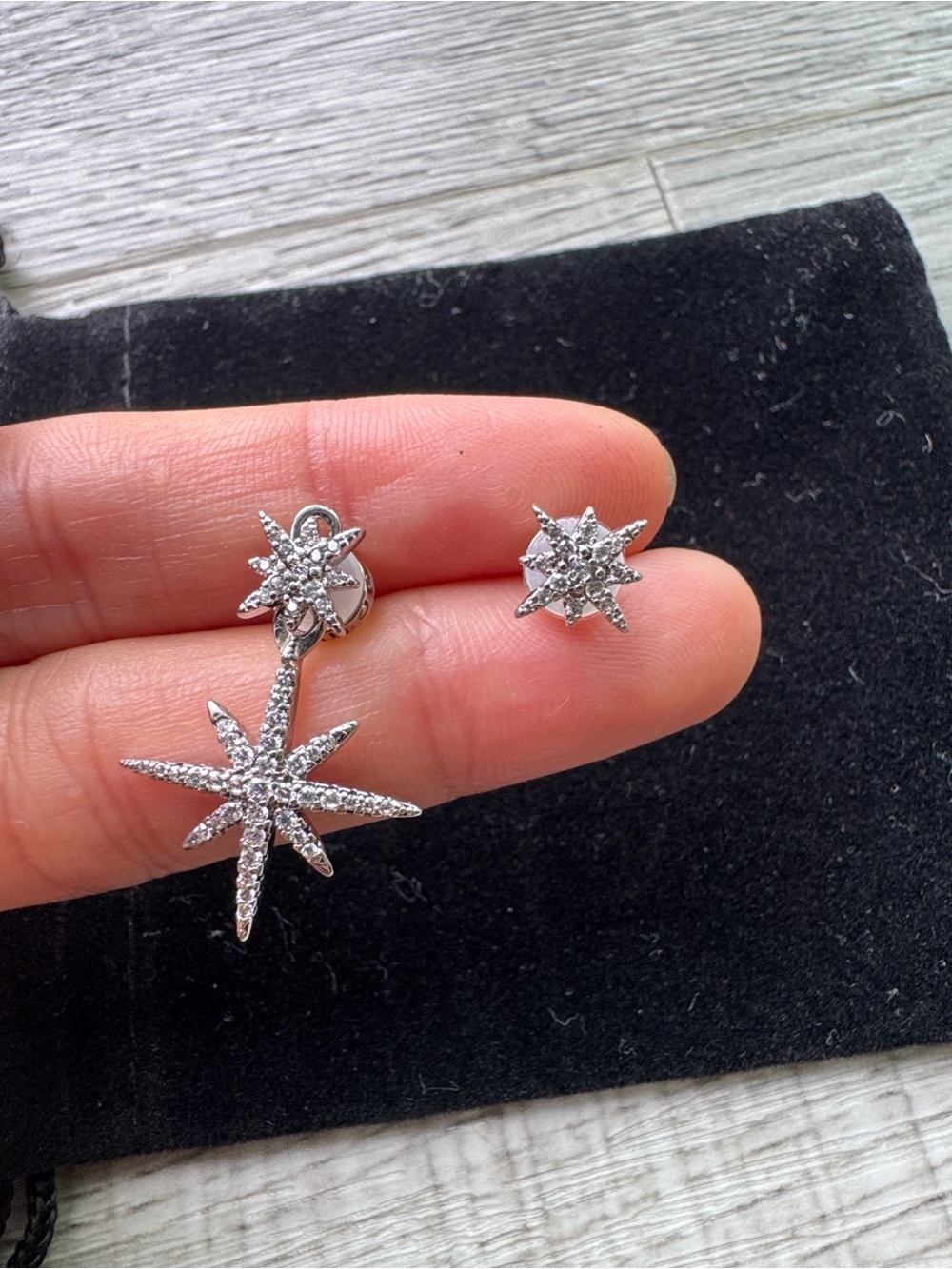 APM Monaco Silver Meteorite Drop and Stud Earrings